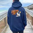 Dia De Los Muertos Catrina Fiore Zucchero Teschio Donne Messicane Felpa con cappuccio oversize da donna con stampa posteriore Navy Blue