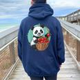 Disegno Artistico Di Animali Selvatici Con Orsetto Panda Fragola Disegno Artistico Felpa con cappuccio oversize da donna con stampa posteriore Navy Blue