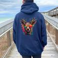 Disfraz De Ciervo Para Hombre Y Oktoberfest Wiesn Women Oversized Hoodie Back Print Navy Blue