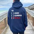 Divertente Te Amo Te Quiero Camicia Tequila Regalo Perfetto Messicano Felpa con cappuccio oversize da donna con stampa posteriore Navy Blue