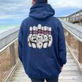 Divertenti Birilli Bowling Bowling Palla Da Bowling Felpa con cappuccio oversize da donna con stampa posteriore Navy Blue