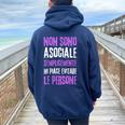 Divertenti Con Frasi Ironiche E Sarcastiche Mood Asociale Felpa con cappuccio oversize da donna con stampa posteriore Navy Blue