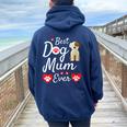 Donna Best Dog Mum Ever – Regalo Per La Festa Della Mamma – Dog Loving Mum Con Collo A Felpa con cappuccio oversize da donna con stampa posteriore Navy Blue