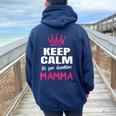 Donna Keep Calm Annuncio Gravidanza Madre Presto Diventa Mamma Con Collo A Felpa con cappuccio oversize da donna con stampa posteriore Navy Blue