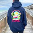 I Dont Give A Flock Retro Summer Vibes Flamingo Beach Women Oversized Hoodie Back Print Navy Blue