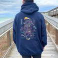 Dragon Japonais Tokyo Inspiré De L'asiatique Style Rétro Des Années 80 Sweat à capuche oversize pour femme avec imprimé dans le dos Navy Blue