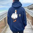 Duck You Duck Fun Duck Con Collo A Felpa con cappuccio oversize da donna con stampa posteriore Navy Blue