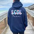 Ecse Team Groovy Back To School Cute Teachers Girl Women Oversized Hoodie Back Print Navy Blue