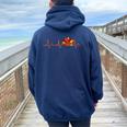 Ekg Heartbeat Turkey Nurse Nursing School Fall Thanksgiving Women Oversized Hoodie Back Print Navy Blue