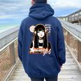 Elegante Ragazza Y2k Con Cuffie Felpa con cappuccio oversize da donna con stampa posteriore Navy Blue
