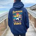 Estateibes Fresco Panda Con Occhiali Sulla Spiaggia Felpa con cappuccio oversize da donna con stampa posteriore Navy Blue