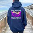 Faith Hope Love Purple Butterfly Cluster Headaches Awareness Women Oversized Hoodie Back Print Navy Blue