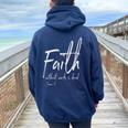 Faith Without Works Is Dead Bible Verse Christian Sobriety Women Oversized Hoodie Back Print Navy Blue