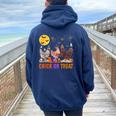 Fall Halloween Chicken Pumpkin Chick Or Treat Spooky Women Oversized Hoodie Back Print Navy Blue