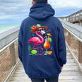 Fenicottero Rosa Con Cocktailiaggio In Nave Per Ragazze Da Felpa con cappuccio oversize da donna con stampa posteriore Navy Blue