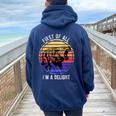 First Of All I'm A Delight Divertente Lupo Sarcastico Uomini Donne Felpa con cappuccio oversize da donna con stampa posteriore Navy Blue