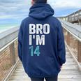 Fratello Ho 14 14 Anni Ragazze E Ragazzi 14 ° Compleanno Felpa con cappuccio oversize da donna con stampa posteriore Navy Blue