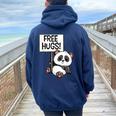 Free Hugs Panda Bear Felpa con cappuccio oversize da donna con stampa posteriore Navy Blue