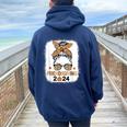 Friends Giving 2024 Thanksgiving Friendsgiving Messy Bun Women Oversized Hoodie Back Print Navy Blue