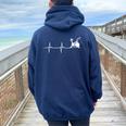 -Élo D'intérieur Ekg Line Heartbeat Sweat à capuche oversize pour femme avec imprimé dans le dos Navy Blue