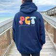Patient Care Tech Groovy Pct Patient Care Technician Women Oversized Hoodie Back Print Navy Blue