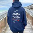 Futura Mamma 2024 Loading Donna Incinta Annuncio Gravidanza Felpa con cappuccio oversize da donna con stampa posteriore Navy Blue