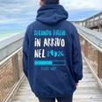 Futura Mamma Annuncio Gravidanza Secondo Figlio Papà 2024 Felpa con cappuccio oversize da donna con stampa posteriore Navy Blue