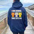 Gatos Divertidos Cuello Women Oversized Hoodie Back Print Navy Blue