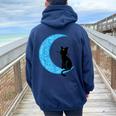 Gatto Nero Mezzaluna Luna Seemann Mama Felpa con cappuccio oversize da donna con stampa posteriore Navy Blue