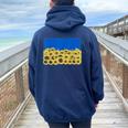 Girasol Bandera Ucrania Lindo Floralintage Ucrania Women Oversized Hoodie Back Print Navy Blue