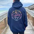 Girls Trip Friend Beach Drinks Vacation 2024 Girls Trip Women Oversized Hoodie Back Print Navy Blue