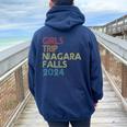 Girls Trip Niagara Fall 2024 Summer Vacation Friends Family Women Oversized Hoodie Back Print Navy Blue