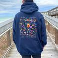 God Is Good All The Time Vintage Boho Floral Christian Women Oversized Hoodie Back Print Navy Blue