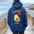 Gravidanza Mamacado Futura Madre Felpa con cappuccio oversize da donna con stampa posteriore Navy Blue