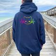 Heartbeat Cat Pour Hommes Et S Enfants Chatons Amoureux Des Chats Drôles Et Mignons Sweat à capuche oversize pour femme avec imprimé dans le dos Navy Blue