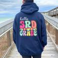 Hello 3Rd Grade Boy Girl Teacher Back To School 3Rd Grade Women Oversized Hoodie Back Print Navy Blue