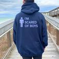 I'm Scared Of Boys X Only Love Date Fan Hot Girl Icona Felpa con cappuccio oversize da donna con stampa posteriore Navy Blue