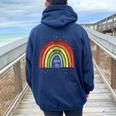 Insegnante Life Positive Rainbow Teacher Cute Motivation Felpa con cappuccio oversize da donna con stampa posteriore Navy Blue