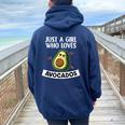 Just A Girl Who Loves Avocadosegan Costume Da Avocado Felpa con cappuccio oversize da donna con stampa posteriore Navy Blue