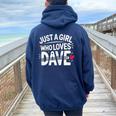 Just A Girl Who Loves Dave Cute Dave Felpa con cappuccio oversize da donna con stampa posteriore Navy Blue