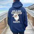 Just A Girl Who Loves Sheeps Pastore Costume Da Pecora Felpa con cappuccio oversize da donna con stampa posteriore Navy Blue