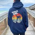 Karate Girl Tuta Da Karate Retrò Felpa con cappuccio oversize da donna con stampa posteriore Navy Blue
