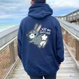 Kiss My Ass Morbida Bunny Lover Felpa con cappuccio oversize da donna con stampa posteriore Navy Blue