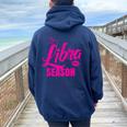 Libra For It's Libra Season Libra Zodiac Sign Women Oversized Hoodie Back Print Navy Blue