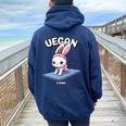 Lindo Conejito Fitnessegano Divertido Es Gimnasio Entrenamientos Women Oversized Hoodie Back Print Navy Blue