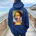 Lollipop Monna Lisa Gioconda Felpa con cappuccio oversize da donna con stampa posteriore Navy Blue