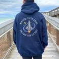 Mission Fifth Grade Space Rocket Back To School Vi Women Oversized Hoodie Back Print Navy Blue