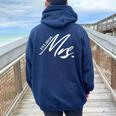 Mrs Est 2025 Matrimonio Appena Sposato Mr & Mrs Coppia Di Spose Felpa con cappuccio oversize da donna con stampa posteriore Navy Blue