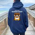 Owl Party Weekend Monday Tired Bad Mood Women Oversized Hoodie Back Print Navy Blue