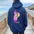 Paisley Carino Personalizzato Farfalla Personalizzato Bambini Ragazze Nome Felpa con cappuccio oversize da donna con stampa posteriore Navy Blue